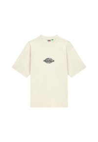 T-shirt di cotone color crema con maniche corte, caratterizzato da un logo nero "ORIGINALS" impresso sul davanti. Design semplice, vestibilità comoda.