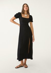 Stradivarius - Maxi šaty - black Miniatúrny obrázok 1