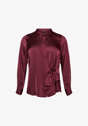 Zizzi, BLUSE MIT SATIN-OPTIK UND WICKELOPTIK - Πουκαμίσα με κουμπιά - rot