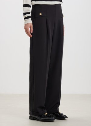 Calliope PALAZZO BOTTONI ORO - Pantalon classique - nero