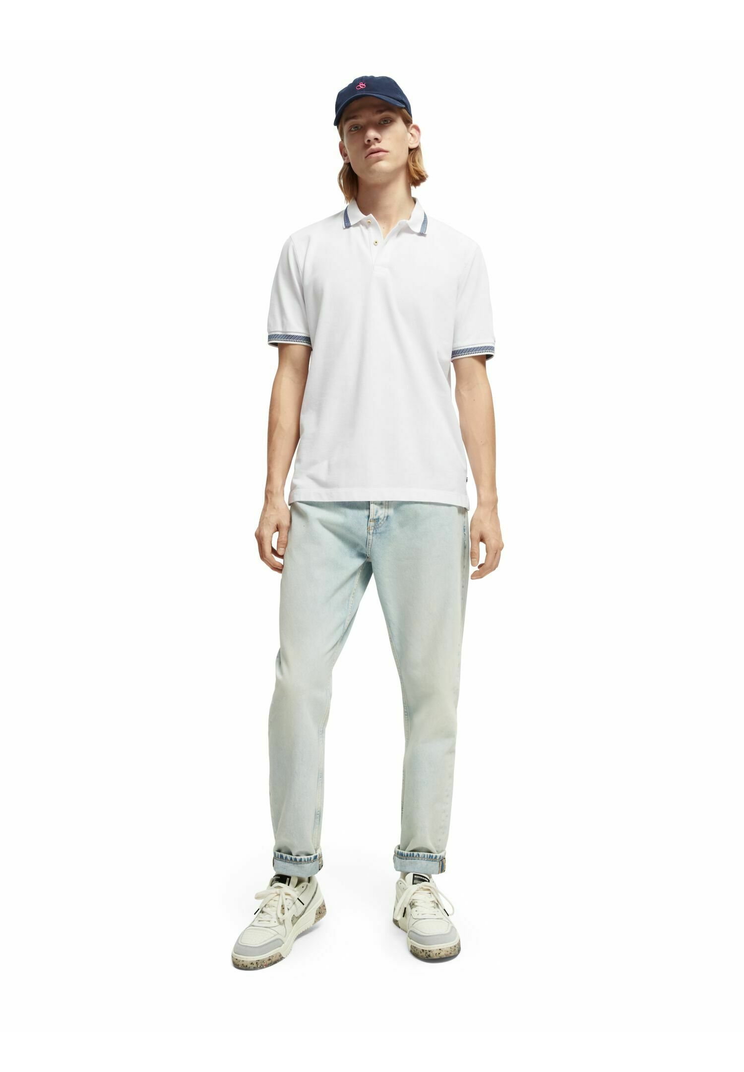 sweatpants and polo shirt