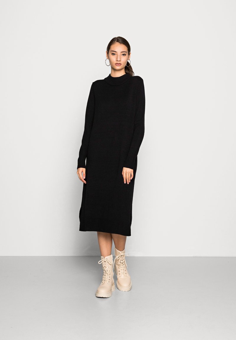 Damen Freizeitkleider | Vila Midikleid Langärmeliges Rundhalsausschnitt Strickkleid black/schwarz - UV51946 Damen Freizeitkleider | Vila Midikleid Langärmeliges Rundhalsausschnitt Strickkleid black/schwarz - UV51946