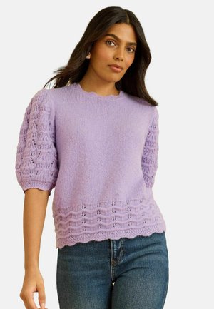 REGULAR FIT - SHORT SLEEVE COSY KNIT . - T-shirts print - lilac purple