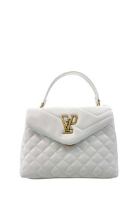 Borsa a mano in pelle bianca trapuntata con una forma strutturata, dotata di una chiusura con monogramma LV dorato e una maniglia superiore.