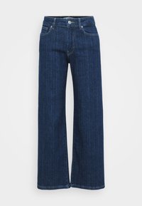 ONLELLA MID WAIST - Wide leg - dark blue denim