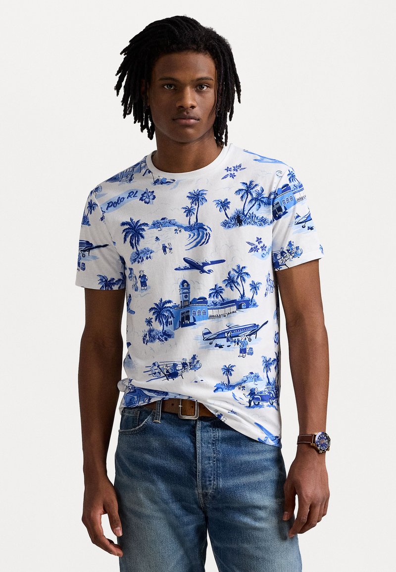 Polo Ralph Lauren - CUSTOM SLIM FIT POLO BEAR JERSEY T-SHIRT - T-Shirt print - on holiday bear white, Vergrößern