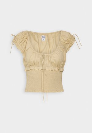 NOVA ROUCHED CROP - T-shirts med print - sand