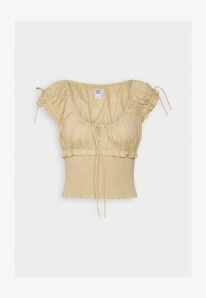 BDG Urban Outfitters NOVA ROUCHED CROP - Trükipildiga T-särk - sand