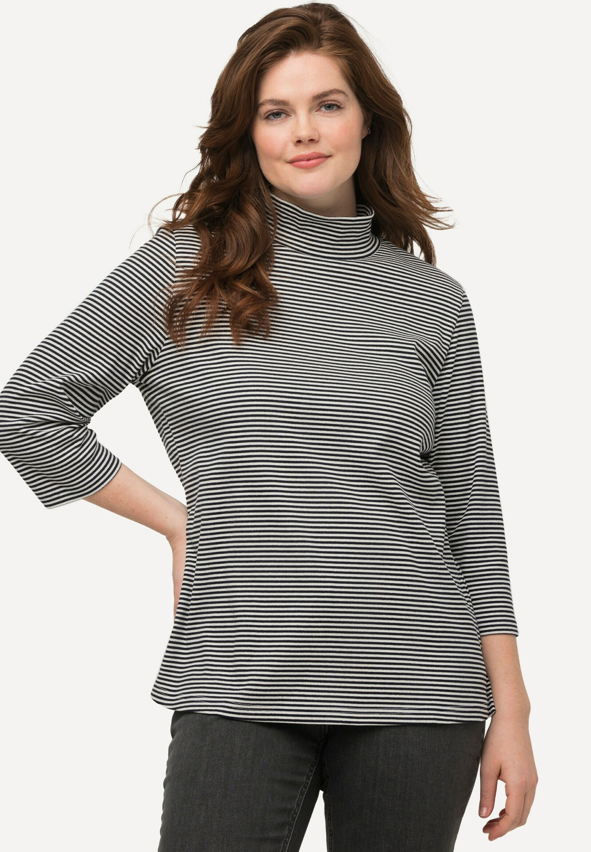 Ulla Popken Langarm-V-Shirt Maglia a Maniche Lunghe, Rosso, 64-66 Donna