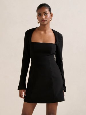 RUBY LONG SLEEVE STRUCTURED MINI - Denní šaty - black