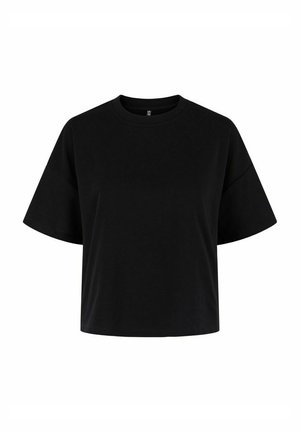 Mustam tooni lühike t-särk, mis on valmistatud pehmest puuvillast, lühikeste varrukatega, ümara kaelusega ning lihtsa kujundusega, ilma mustrite või aktsentideta.