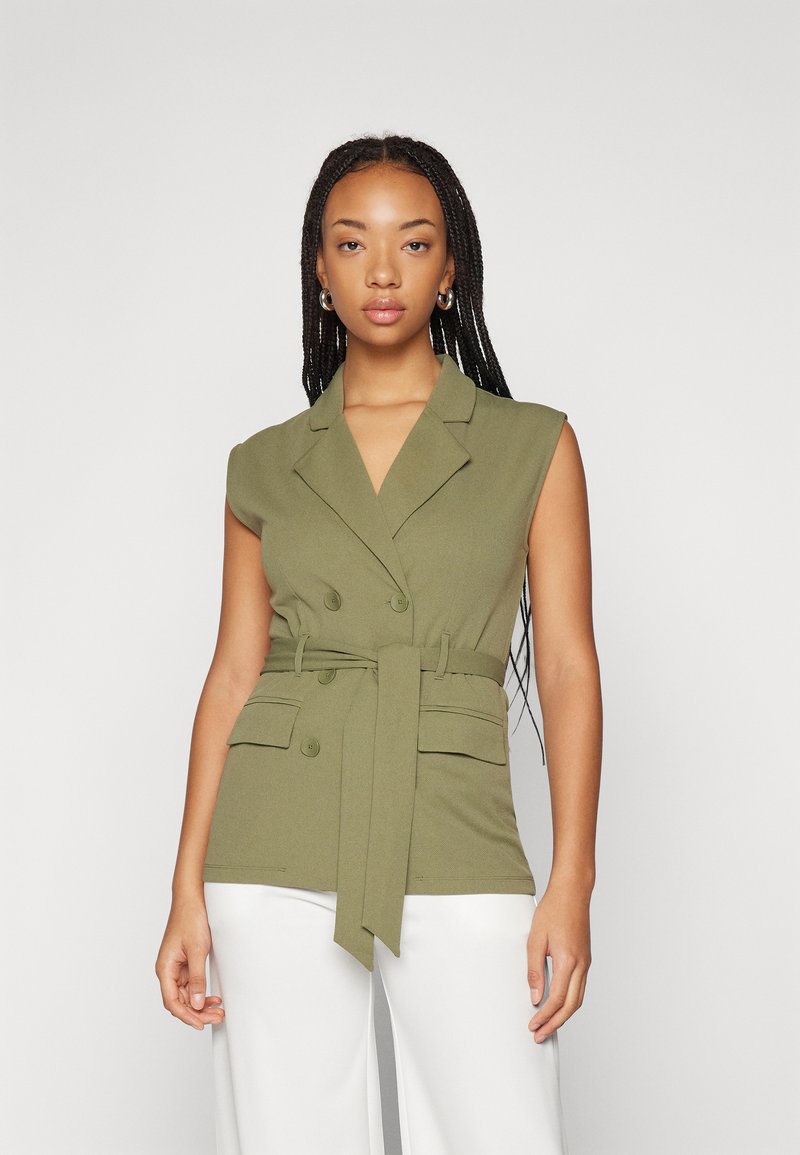 JDY JDYGIA LIFE BELT WAISTCOAT - Strukirani kaput - deep lichen green