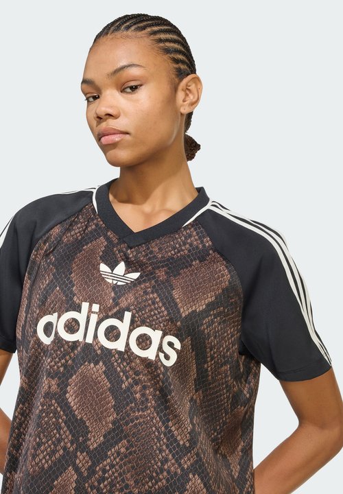 adidas Women's Snake Print Satin Jersey Earth Strata/Aurora Coffee — foto 3