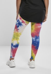 Urban Classics TIE DYE HIGH WAIST  - Leggings - Byxor - royalblue/brightyellow