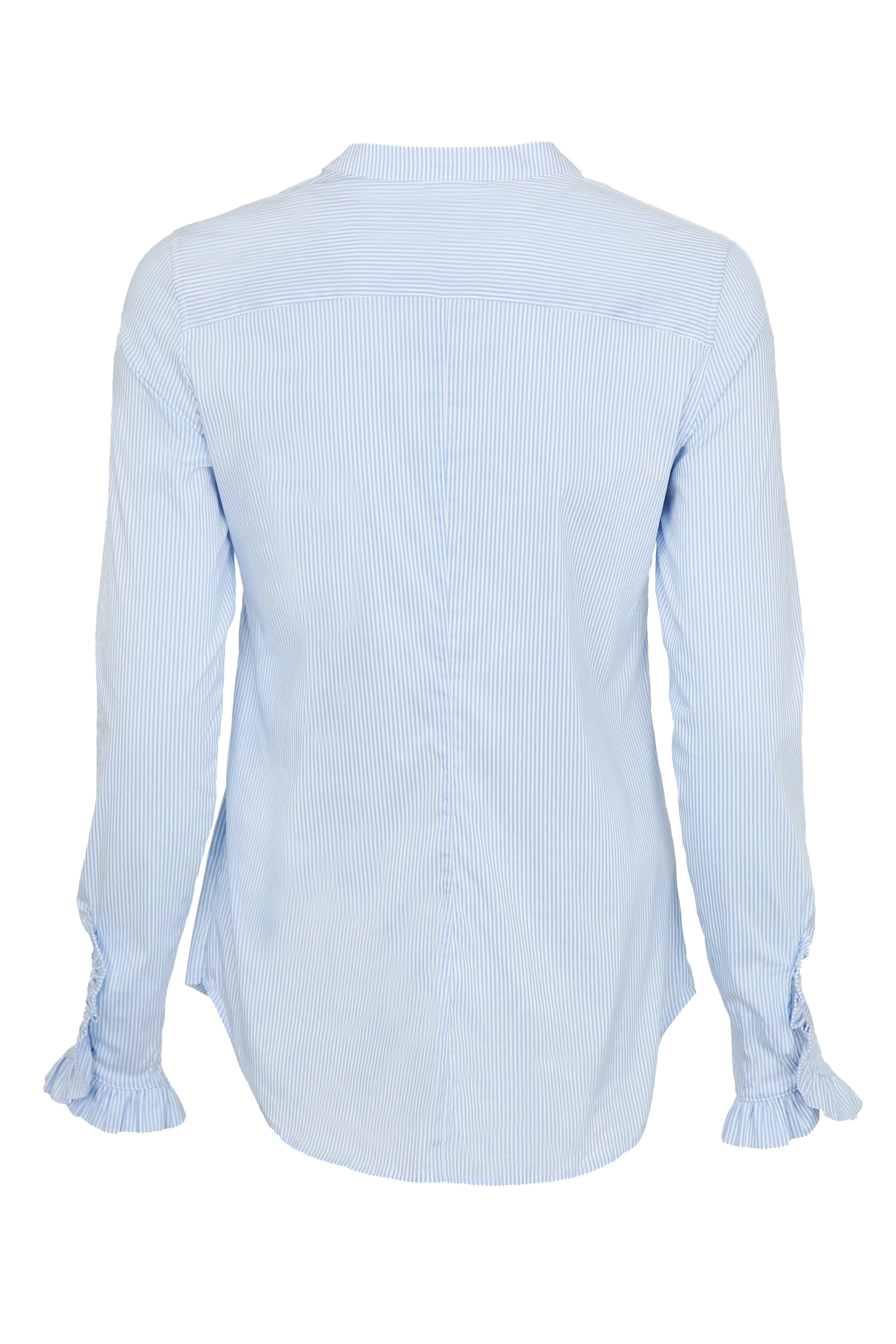 Mos Mosh MATTIE Skjorte light blue stripelyseblå SHAWL ZIP SHIRT LYSEBLÅ STRIPETE SKJORTE
