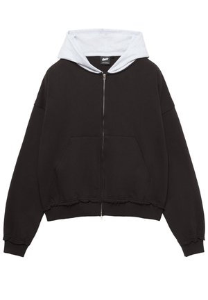 PULL&BEAR CONTRAST HOODIE - Majica s kapuljačom i patentnim zatvaračem - black