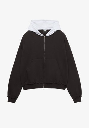 PULL&BEAR CONTRAST HOODIE - Majica s kapuljačom i patentnim zatvaračem - black