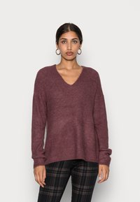Vero Moda VMCREWLEFILE V-NECK NOOS - Jumper - rose brown melange