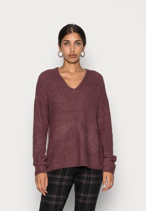 Vero Moda VMCREWLEFILE V-NECK NOOS - Jumper - rose brown melange