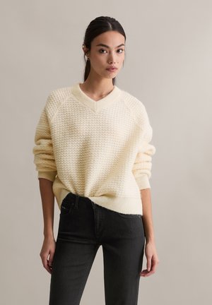 LONGSLEEVE V NECK RAGLAN - Pullover - white blush