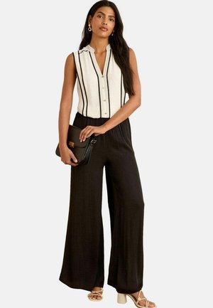 Love & Roses REGULAR FIT SLEEVELESS V NECK - Blouse - black white stripe