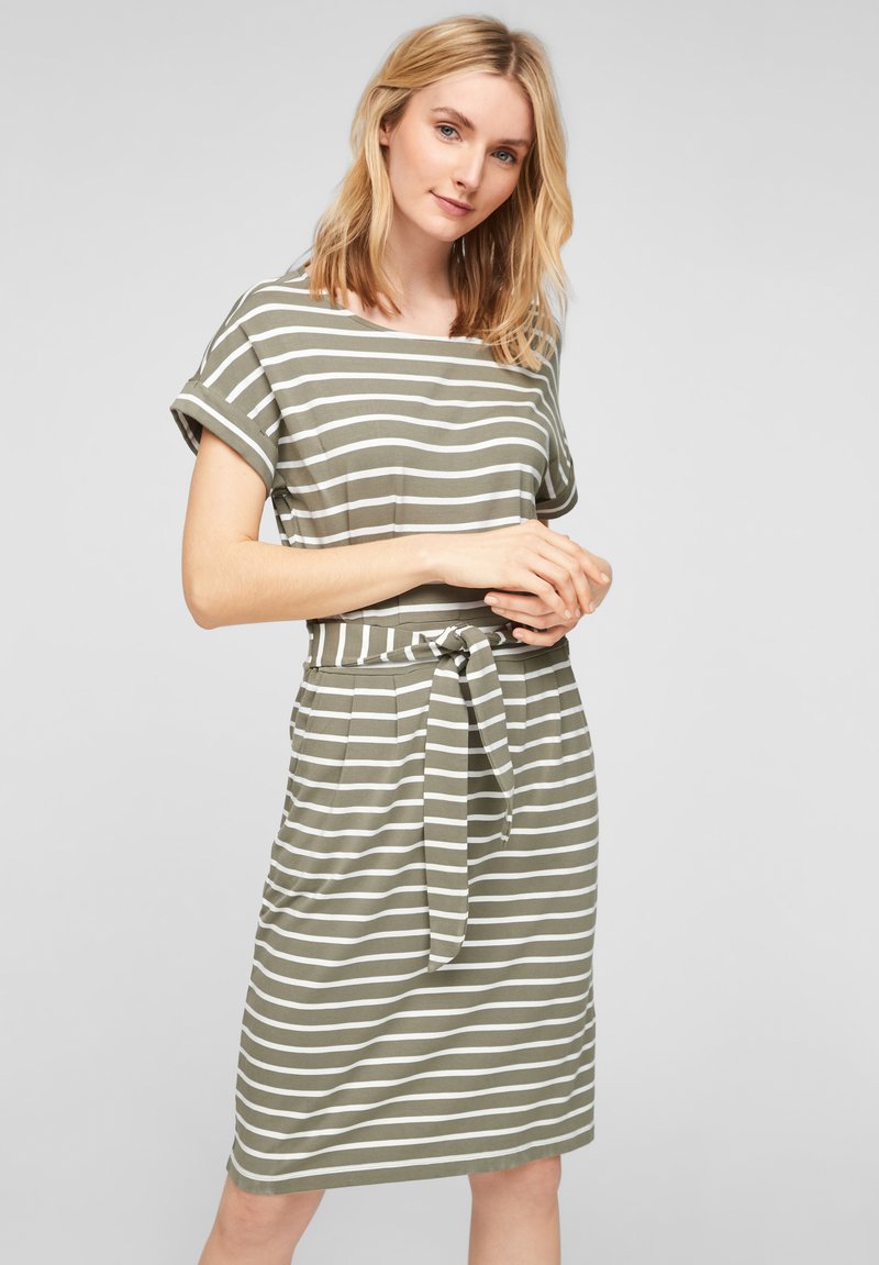 s.Oliver ROBE Freizeitkleid summer khaki stripes/dunkelgrün