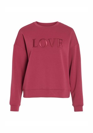 Bordowa bluza z okrągłym dekoltem i opuszczonymi ramionami. Na przodzie znajduje się wytłoczony napis "LOVE". Miękki bawełniany materiał.