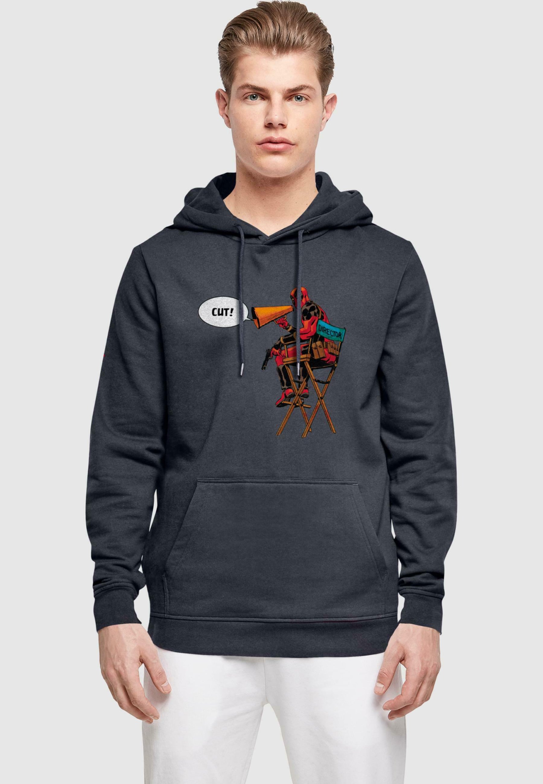 "Felpa Con Cappuccio Edward Sinclair 'Keep Calm And Canter On' Colore Blu Notte. Tasca A Marsupio E Passaggio Per Auricolari. Morbida E Comoda, Look Casual."