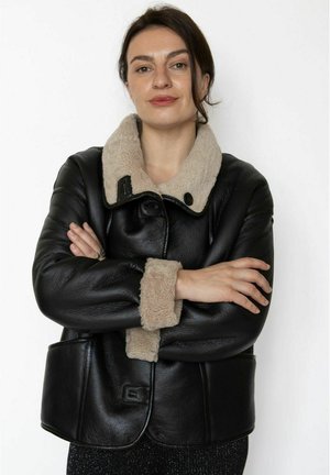 REVERSIBLE SHEARLING - Læderjakker - black