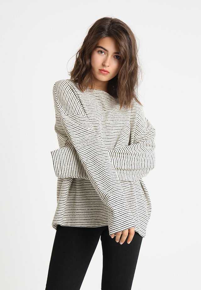 ADELISE STRIPE - Pullover - ecru white/black