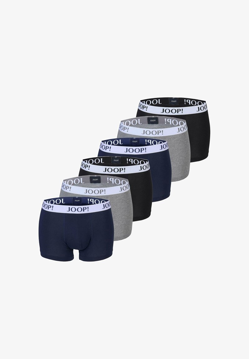Sei paia di boxer in blu navy, nero e grigio, con elastici in vita con logo. Realizzati in morbido cotone misto, con design aderente per il massimo comfort.