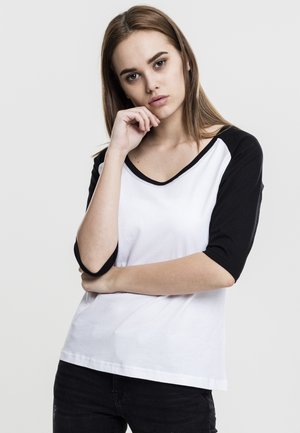 Urban Classics LADIES 3/4 CONTRAST RAGLAN TEE - Apdrukāts T-krekls - white/black