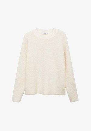 Kermanvärinen neule, joka on valmistettu pehmeästä, teksturoidusta kankaasta. Omistaa pyöreän pääntien ja pitkät hihat, joissa on rento istuvuus.