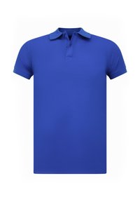 Korte mouwen polo shirt in effen blauw. Gemaakt van zachte stof met een klassieke kraag en een knoopsluiting met twee knopen. Lichtgewicht en casual ontwerp.