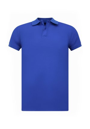 Korte mouwen polo shirt in effen blauw. Gemaakt van zachte stof met een klassieke kraag en een knoopsluiting met twee knopen. Lichtgewicht en casual ontwerp.