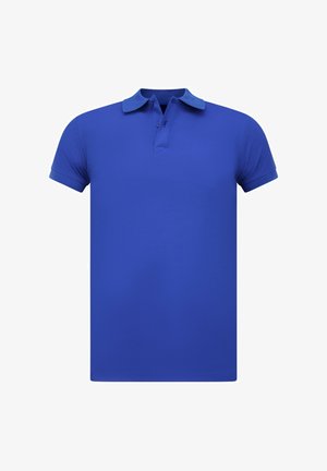 Korte mouwen polo shirt in effen blauw. Gemaakt van zachte stof met een klassieke kraag en een knoopsluiting met twee knopen. Lichtgewicht en casual ontwerp.