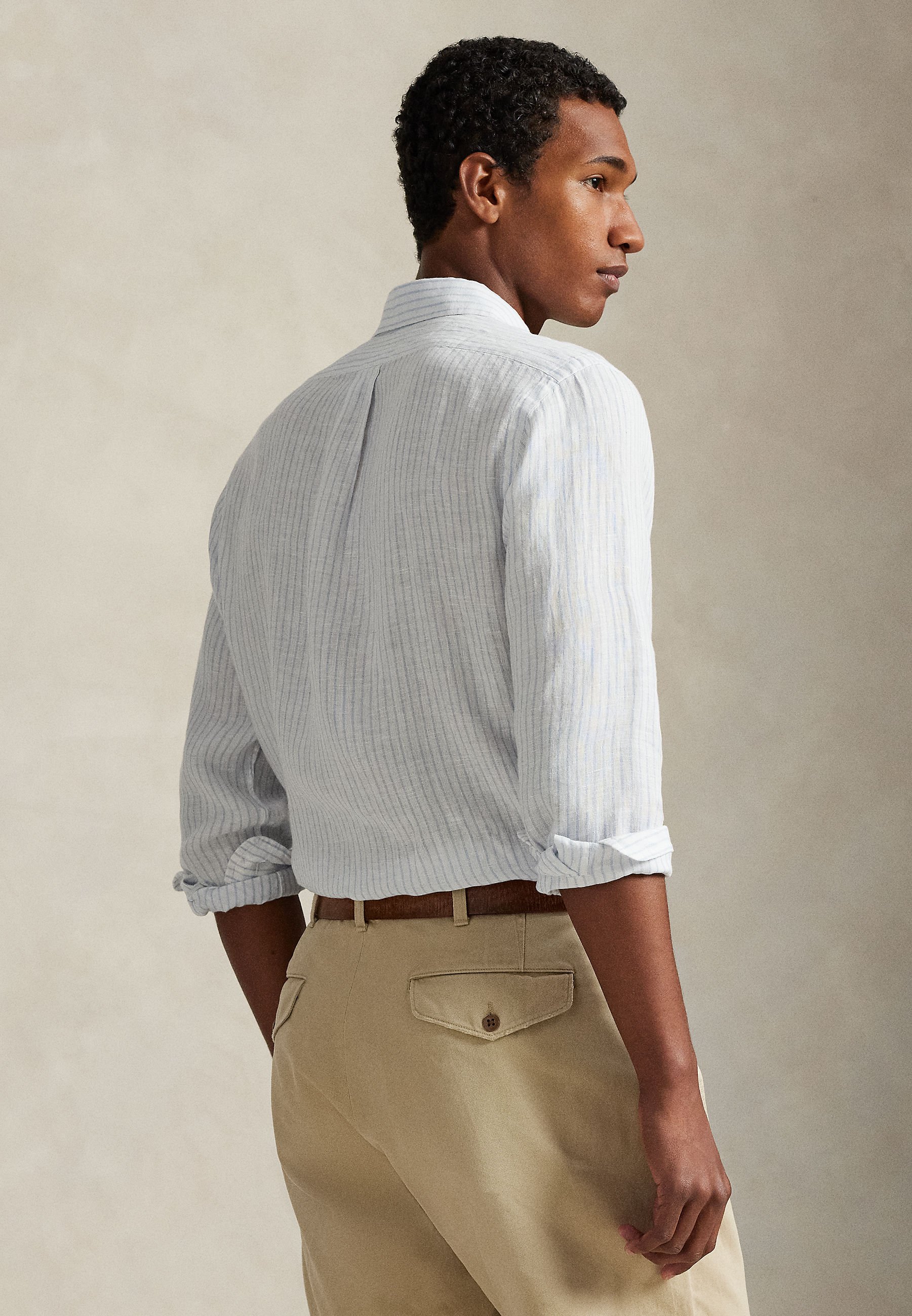Polo Ralph Lauren LINEN LONG SLEEVE SPORT - Shirt - white blue