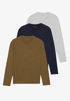 Pier One 3 PACK - Long sleeved top - dark blue/dark grey/olive