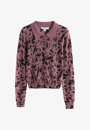 Next, SHEER KNITTED LONG SLEEVE COLLARED SHIRT - Kardigán - mauve purple animal