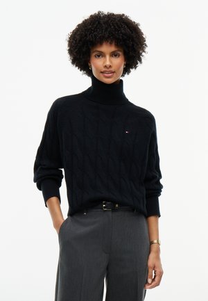 Tommy Hilfiger, CABLE ROLL - Maglione - black