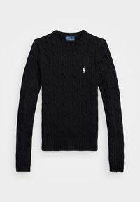 CABLE-KNIT COTTON CREWNECK JUMPER - Jumper - black