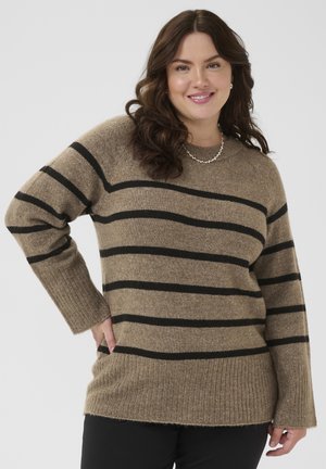 ERINA - Pulover - morel melange black stripe