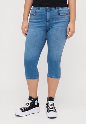 CARWILLY RHINESTONE CAPRI - Denim shorts - medium blue denim