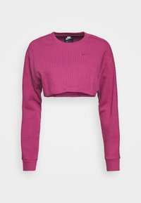 Långärmad, ribbad, kort Nike-tröja i klarröd med rund halsringning och liten swoosh-logotyp på bröstet.