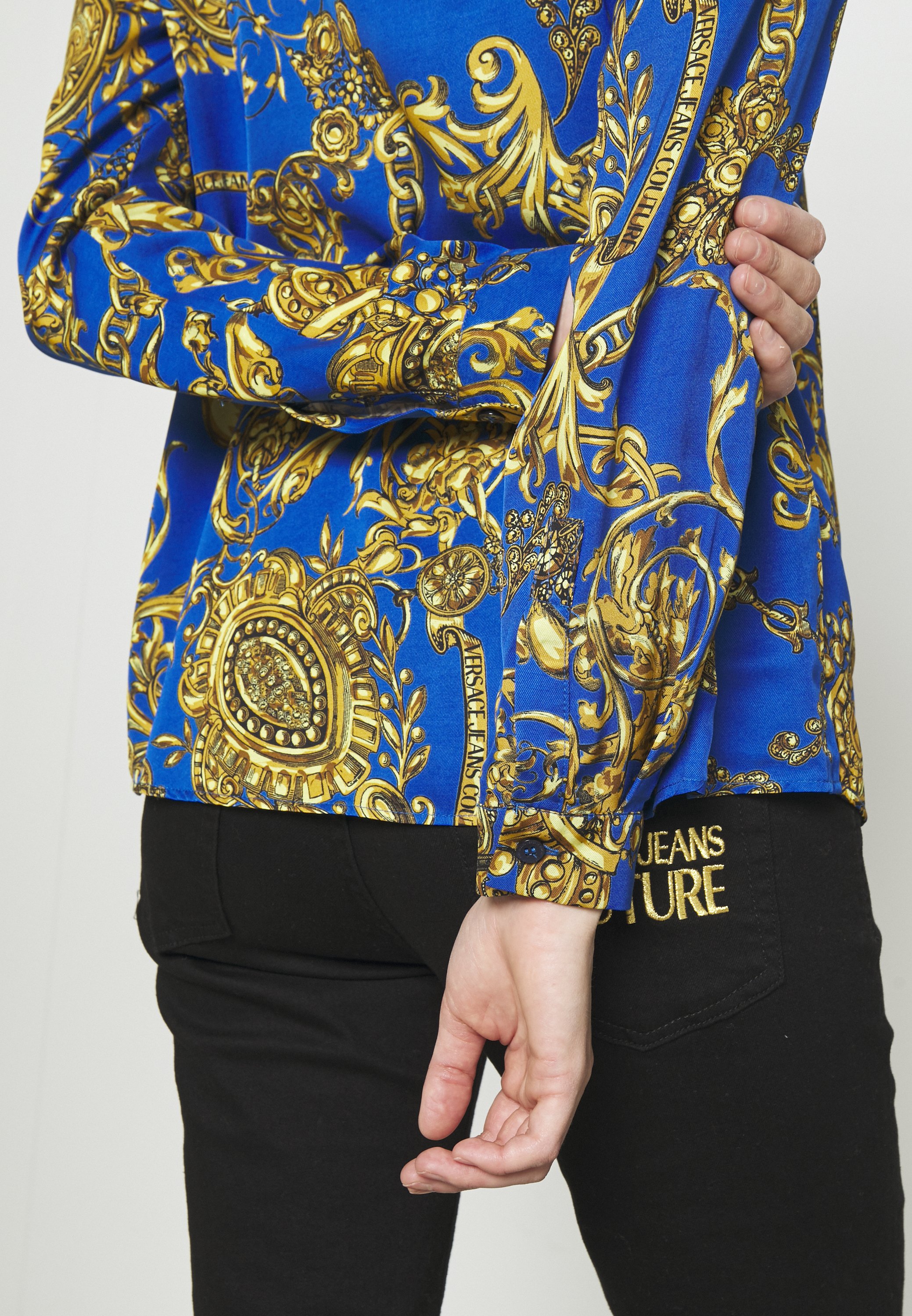 versace shirt blue and gold
