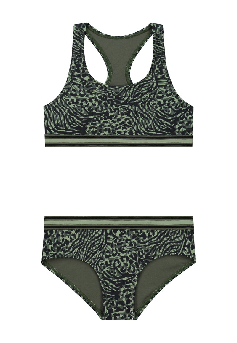 Shiwi CHARLIE RACERBACK SET - Bikini - forest green mixed animal