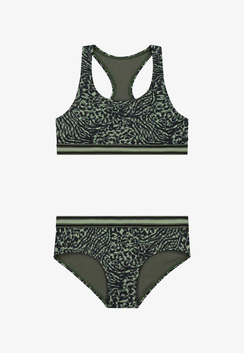 Shiwi CHARLIE RACERBACK SET - Bikini - forest green mixed animal