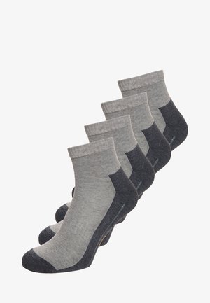 Calze alla caviglia grigie con un corpo grigio chiaro e accenti grigi scuri. Realizzate in un materiale liscio e elastico con polsini a coste. Vendute in un set.
