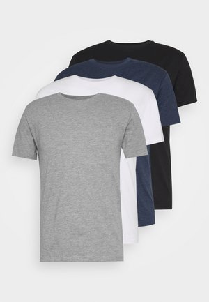 4 PACK - T-shirt - bas - black/white/blue