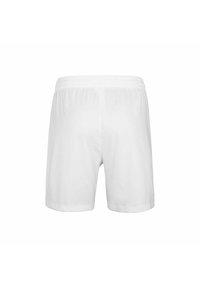 Pantalones cortos deportivos blancos con una cintura elástica, textura suave y un diseño sencillo. Sin bolsillos visibles ni detalles adicionales.